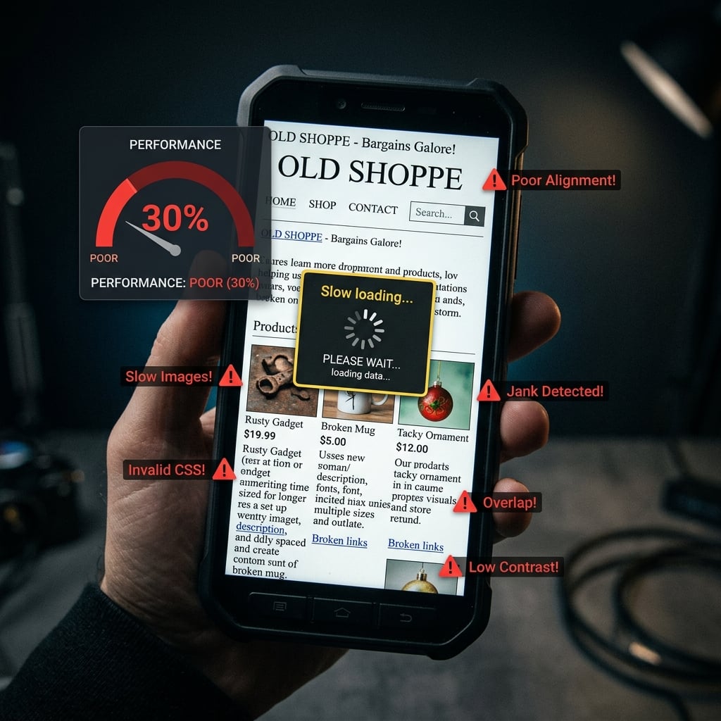Legacy Shopify theme before redesign mobile screenshot visual