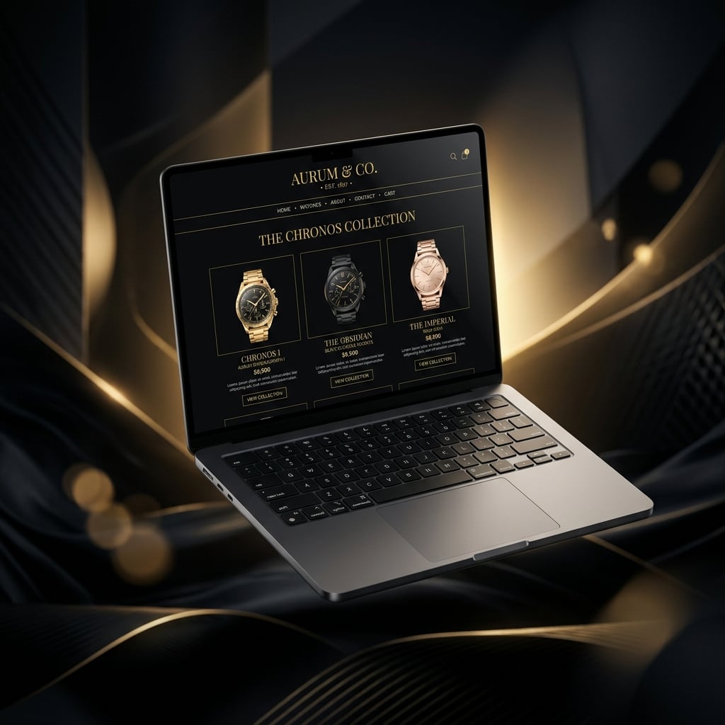Luxe Commerce storefront on MacBook Pro device preview